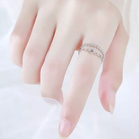 White Gold Plated Diamond Ring - Picture 2 of 5